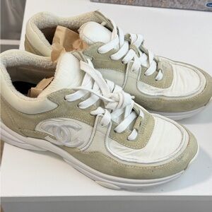Chanel triple white sneakers size 39